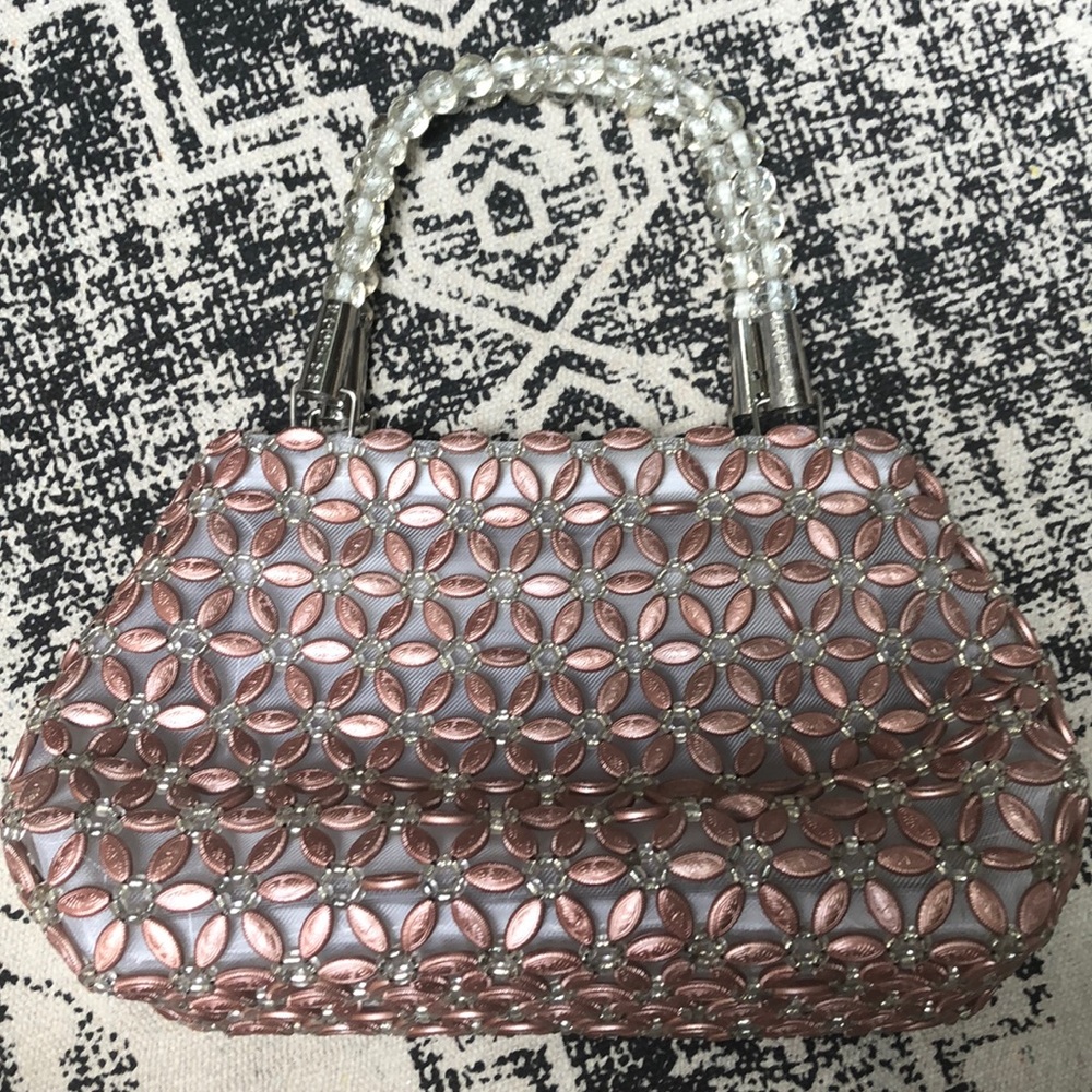 Focuiyn Vintage Beaded Handbag Purse Rosegold